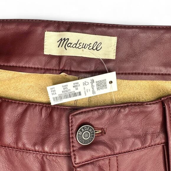 Madewell The Perfect Vintage Straight Jean Faux Leather Edition 32 Dark Cabernet - Picture 7 of 14